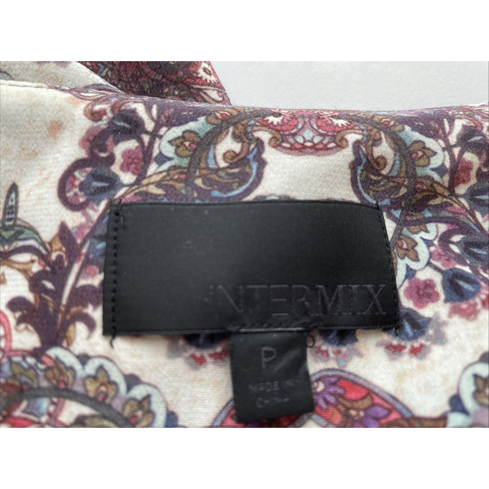 Intermix McCourty 100% Silk Faux Wrap Long Sleeve Paisley Romper Pockets Sz P/2 - Picture 7 of 8